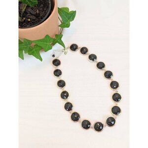 Faceted Black Stone Gold Tone Estate Necklace | Black Gold Vintage 90s Necklace